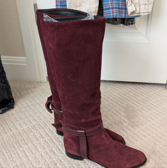 Alexandre Birman Clarita Burgundy Suede Tall Boots Size EU37.5 - Picture 3 of 13